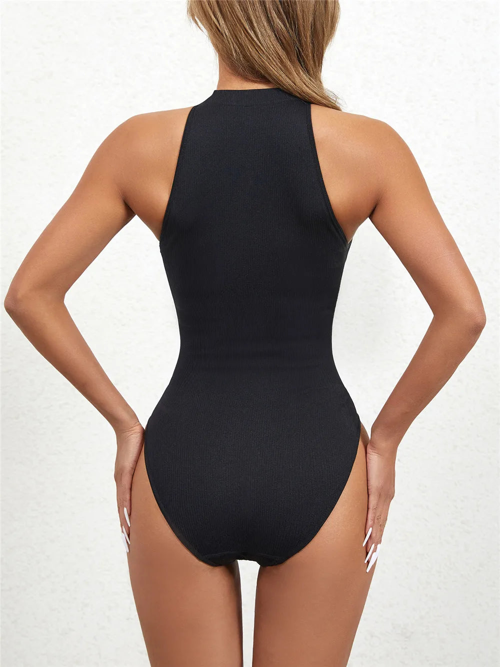 Women Round Neck Shaperwear Bodysuits Sleeveless Adjustable Buckle Tight Fitting Jumpsuit T-shaped Shapewear Corset