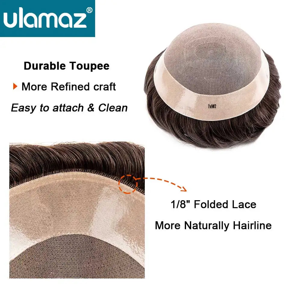 Natural Men's Wig Mono Toupee Human Hair Capillary Male Hair Prosthesis Hair System For Man Double Knots Hairpiece Wigs For Men