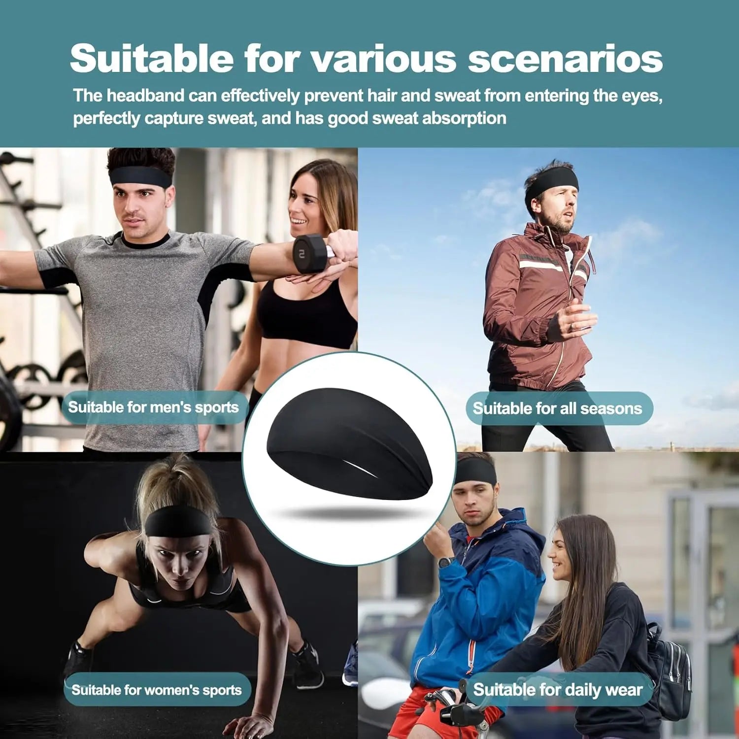 Sports Headbands for Men Moisture Wicking Workout Headband Sweatband Headbands Hairband for Women and Men