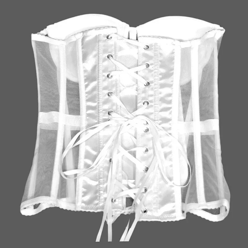Sexy Thin Body Shaper Underwear Corset Waist Trainer Lingerie Lace Corsets Perspective Mesh Shapewear Women Fashion Clothes Faja