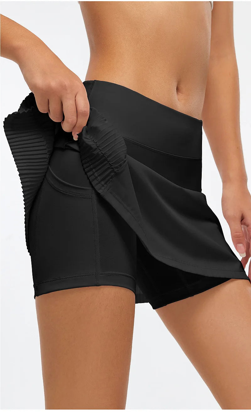 Women Sports Tennis Skirts Fitness Running Shorts High Waist Athletic Skirt With Pockets Pleated Sport Skort Golf Sportswear