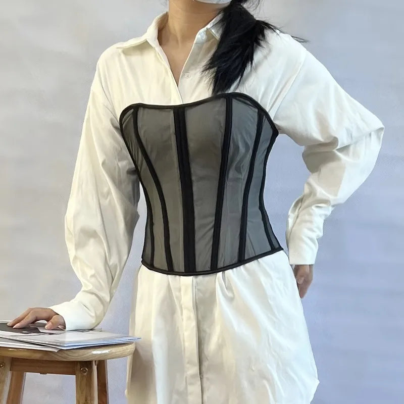 Sexy Thin Body Shaper Underwear Corset Waist Trainer Lingerie Lace Corsets Perspective Mesh Shapewear Women Fashion Clothes Faja