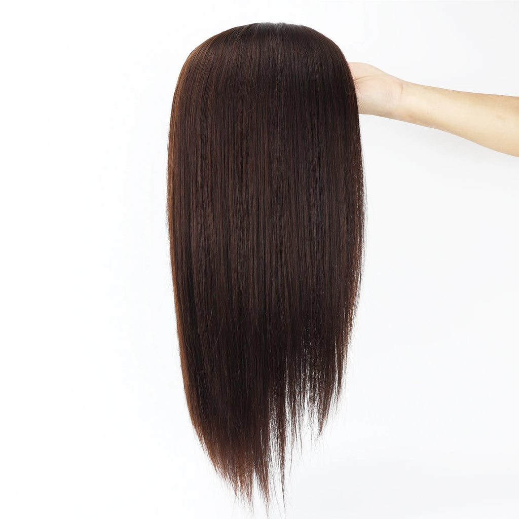Layer Human Hair Wig for Women 6x6" Silk Base Wig with PU Around Medium Brown Hair Wig with Elastic Net Soft Breathable