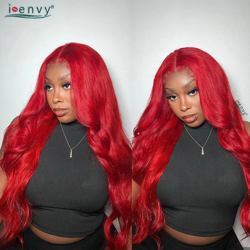 Burgundy Human Hair Wigs Pre Plucked Body Wave 13X4 Hd Lace Frontal Wig For Women Cherry Red Colored Curly Wig On Sale 30 34Inch
