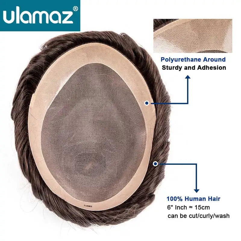 Natural Men's Wig Mono Toupee Human Hair Capillary Male Hair Prosthesis Hair System For Man Double Knots Hairpiece Wigs For Men
