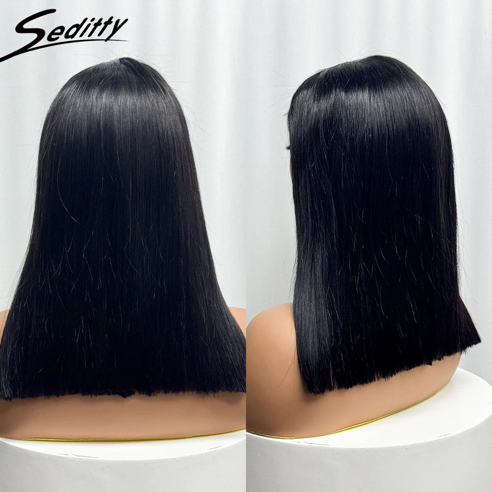 Bone Straight Human Hair Wigs 280% Density Vietnamese 4x4 Transparent HD Lace Closure Double Drawn Bob Wigs For Women