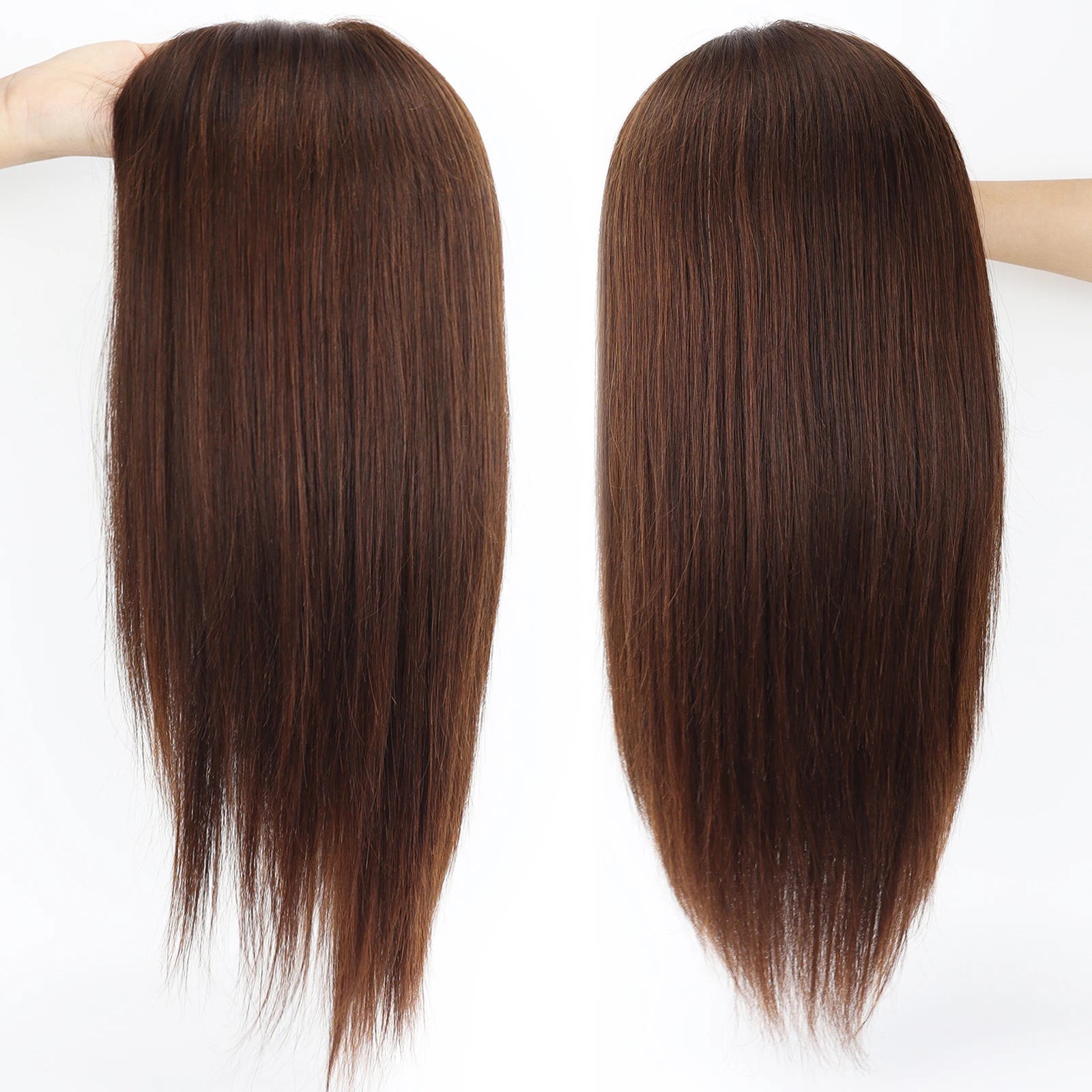 Layer Human Hair Wig for Women 6x6" Silk Base Wig with PU Around Medium Brown Hair Wig with Elastic Net Soft Breathable
