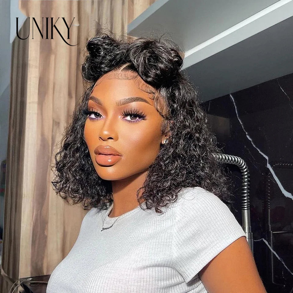 Kinky Curly Human Hair Bob Wig Water Lace Front original Human Hair Wigs For Women PrePlucked Brazilian 13x4 Lace Frontal Wig