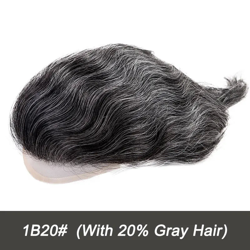Men Wig Gray Hair Natural Haline Lace Front with Mono Top 6" Men's Capillary Prothesis Durable Toupee Men Wigs For Man