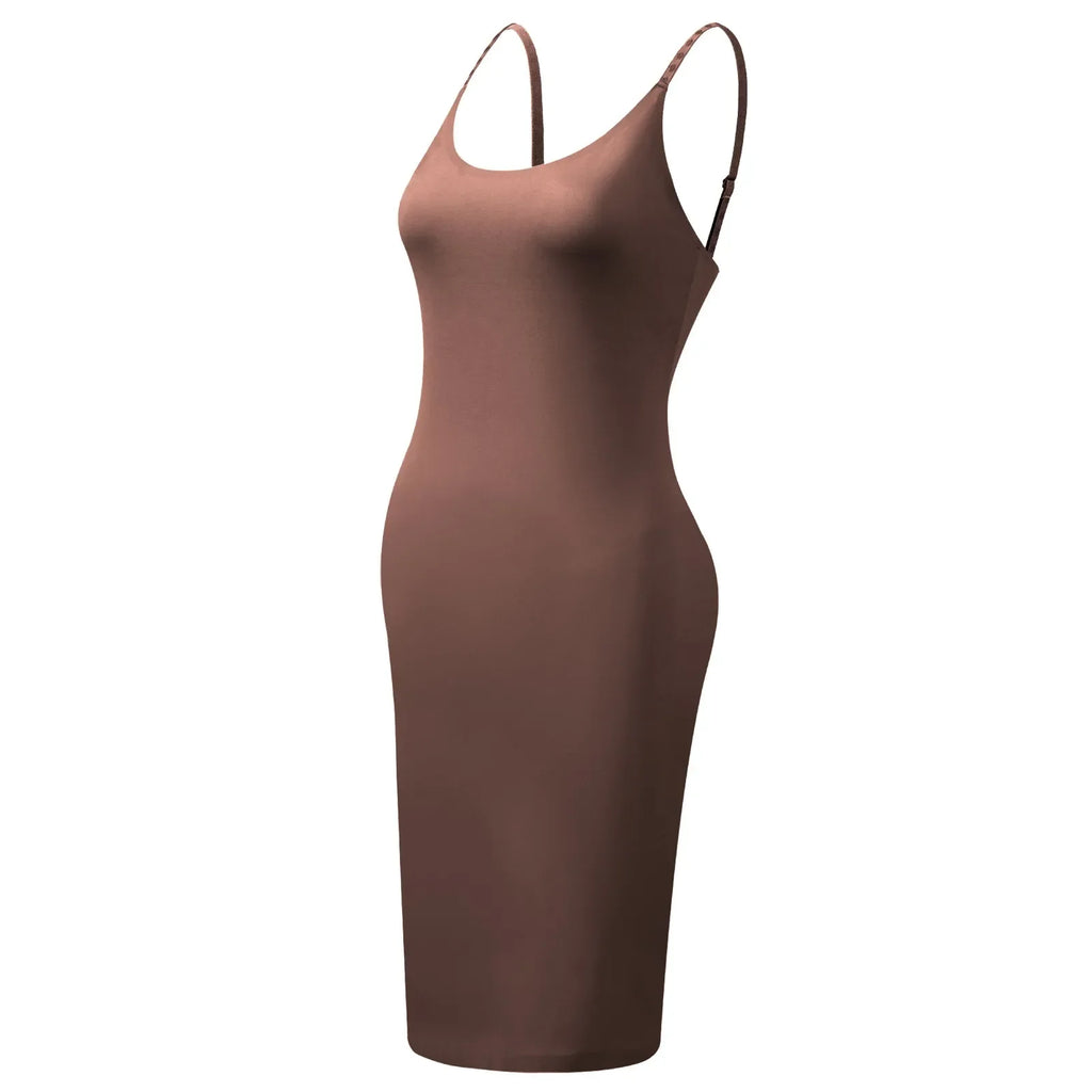 Shapewear Slips Under Dresses Dress Slips Body Shaper Tummy Control O-Neck Strap Slip Slimming Seamless Cami Slip Inner Dress