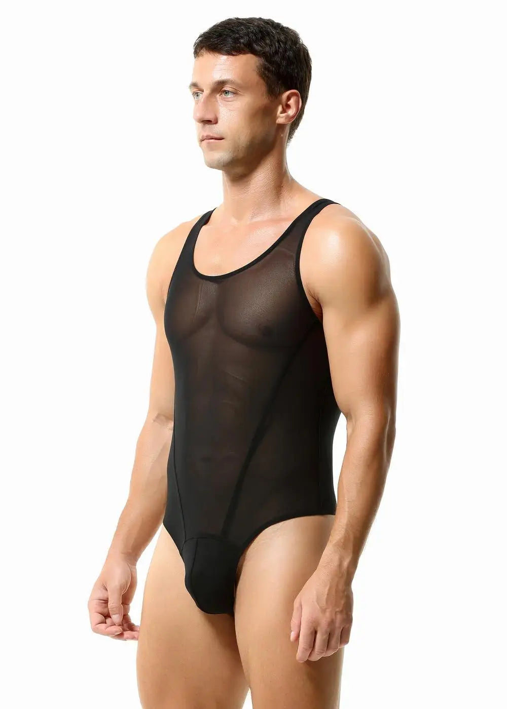 TAUWELL Mens Shapewear Singlets Sexy Underwear Fitness Sport Mesh Breathable Undershirts Men Bodysuit Thongs