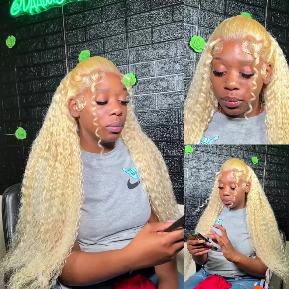 Curly Blonde Brazilian Human Hairs