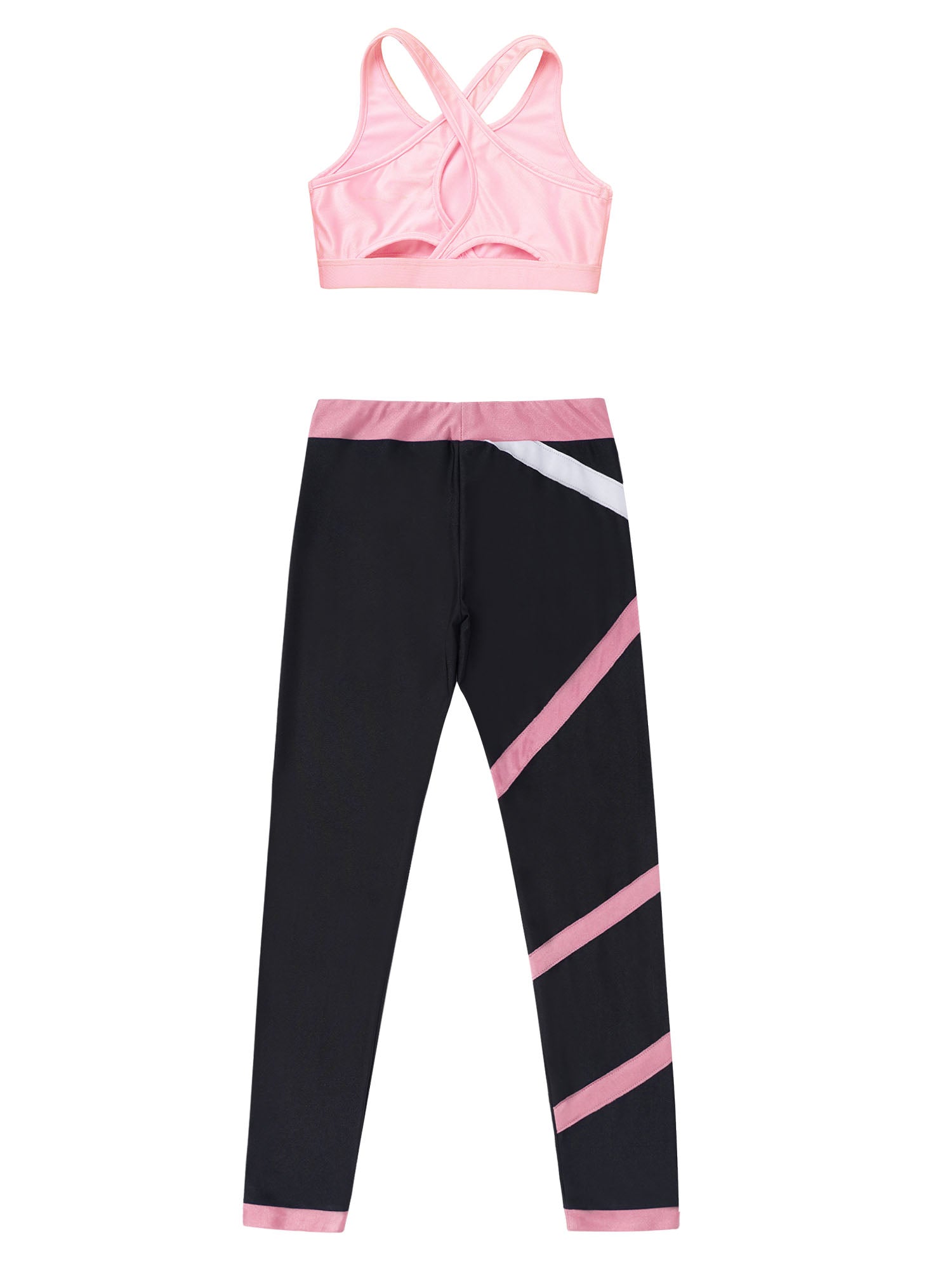Sport Sets for Kids Girls Yoga Tracksuits Sleeveless U Neck Crop Top with Leggings Pants Set for Fitness Gym Workout Sportswear