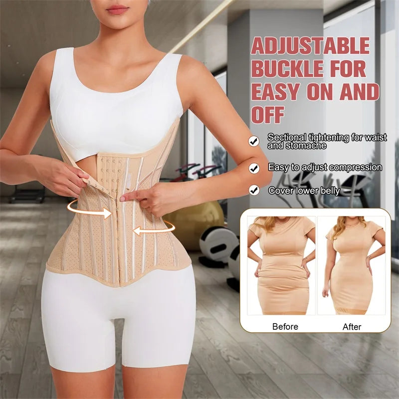 MiiOW U-shaped Waist Trainer Corset Women Shapers Lifted Waist Trainer Steel Bone Slimming Summer Breathable Women's Shapewear