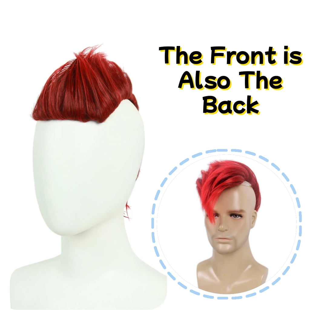 REEWES Men's Halloween Mohawk Wig in Brown Adults Short Hair Wigs for Men Synthetic Fiber Cosplay Hair Accessories