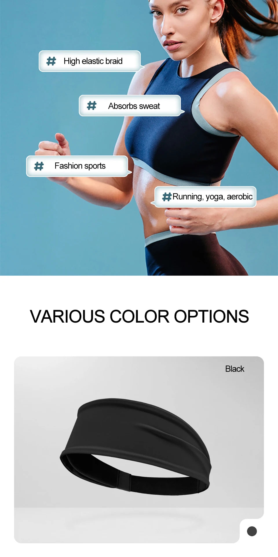 AOLIKES Sport Headbands for Men Women Non-Slip Moisture Wicking Workout Sweatband Fitness Running Cycling Football Yoga Hairband