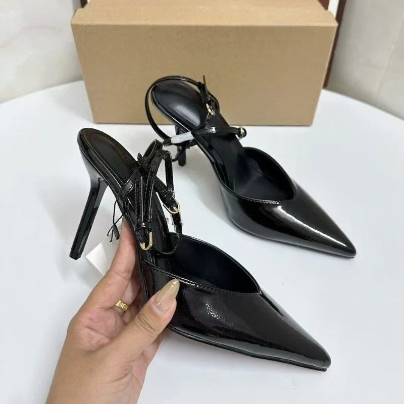 Elegant Women High Heeled Shoes Sexy Pointed Toe Slingbacks 2025 Summer Stilettos Brand Designer Bridal Office Ladies Sandals