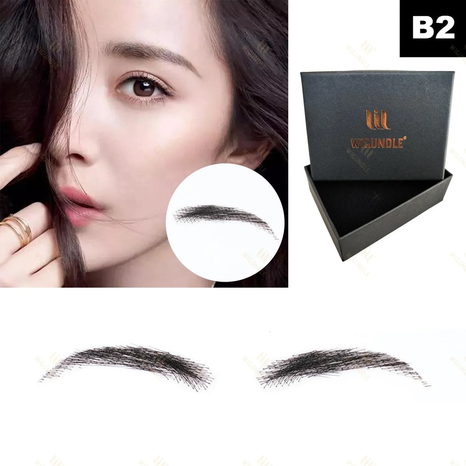 WIGUNDLE Women/Man's Eyebrows Hair Eyebrows Six Style 100% Human Hair Artificial Weaving Lace Workers' Hair Braided Eyebrow Wigs
