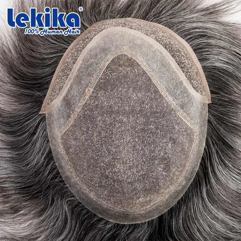 Men Wig Gray Hair Natural Haline Lace Front with Mono Top 6" Men's Capillary Prothesis Durable Toupee Men Wigs For Man