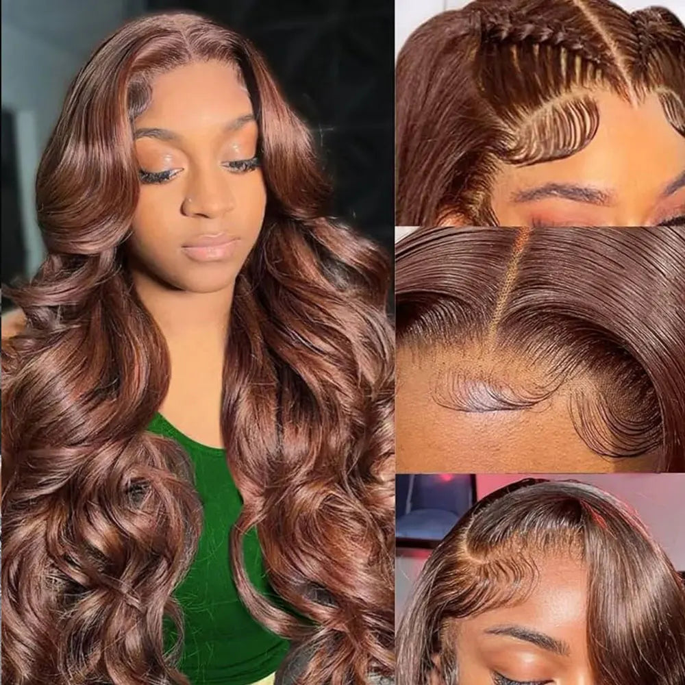 Wear Go Glueless Wig Preplucked Chocolate Brown #4 Dark Brown Straight Human Hair Wigs Ready To Go HD Lace Front Human Hair Wigs