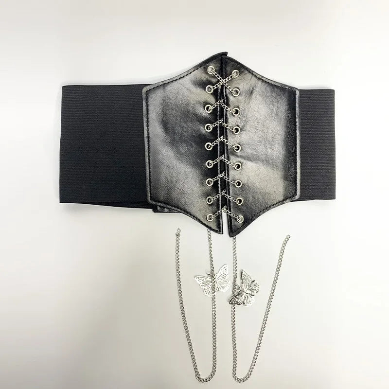 Black Body Shapewear Women Gothic Clothing Underbust Waist Cincher Trainer Pu Leather Elastic Sexy Bridal Corsets and Bustiers