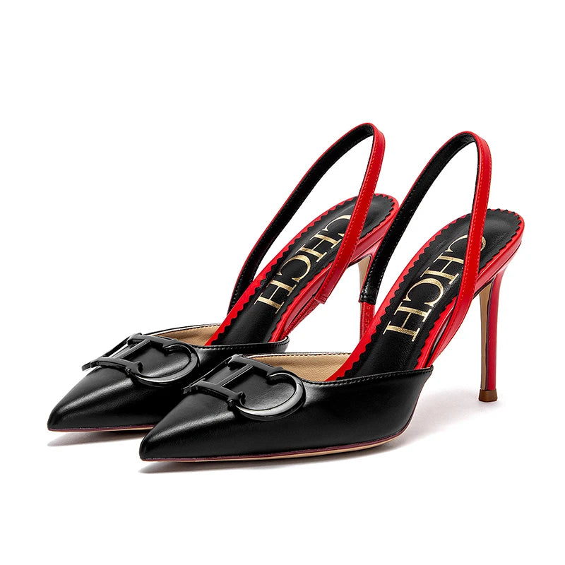 CHCH Luxury Brand High Heels Fashion Women Sandals Elegant Pointed Ladies Slingback Party Wedding Bridal Dress Shoes Woman