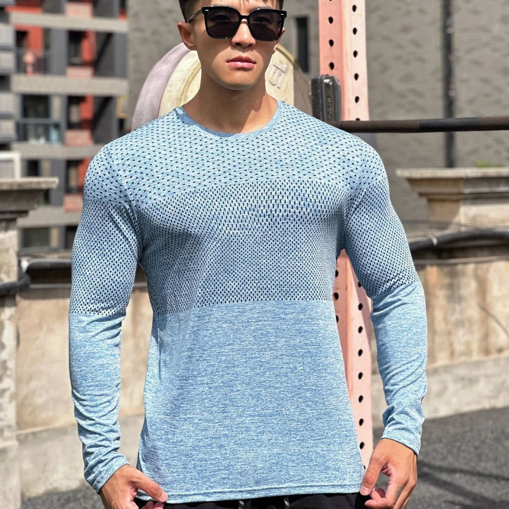 Men's Sport Long Sleeve Tops Quick Dry Fitness T-shirts Bodybuilding Gym Tees Casual Skinny Compress Clothing men Sportswear
