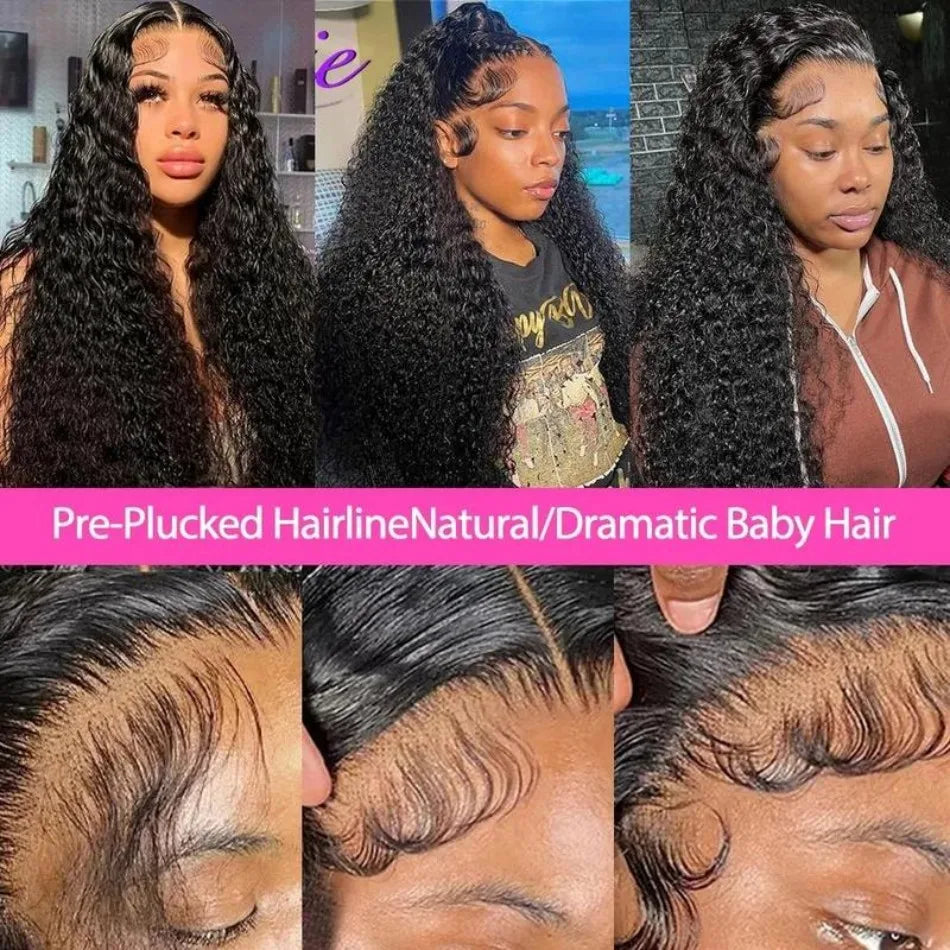 Deep Wave Human Hair Wigs 13X6 Hd Lace Frontal Wig Water Wave Lace Front Wigs Curly Brazilian Wigs 200 Density 40 Inch For Women