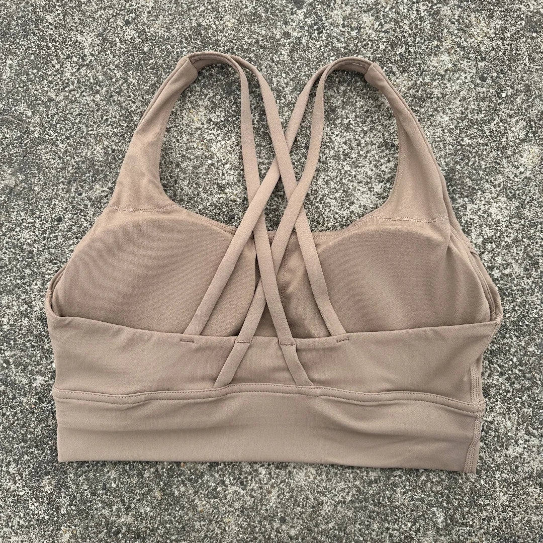 Solid Color Women Cross Back Fitness Underwear Soft Fitness Sport Bra Top Gym Yoga Athletic Workout With Chest Pad Comprehensive