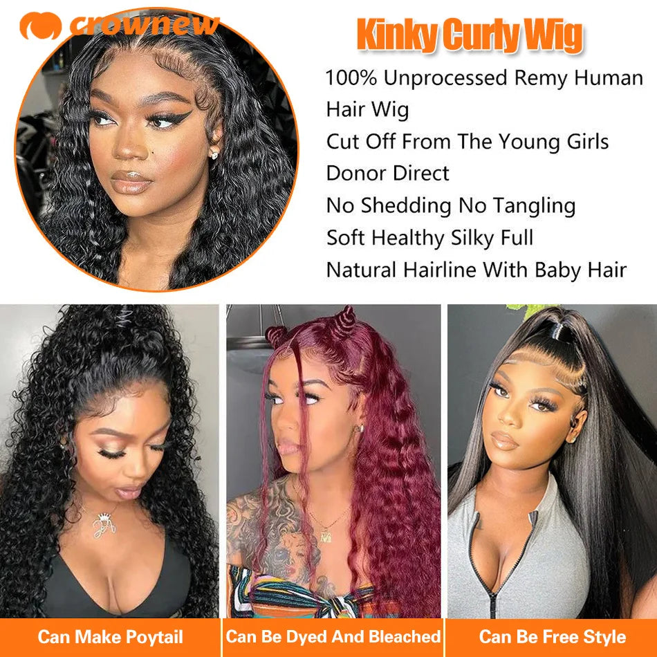 Curly Human Hair Wig 13X4 Lace Front Wig Human Hair 13x6 HD Lace Frontal Wig Human Hair Wigs Pre Plucked Real Human Hair Wig