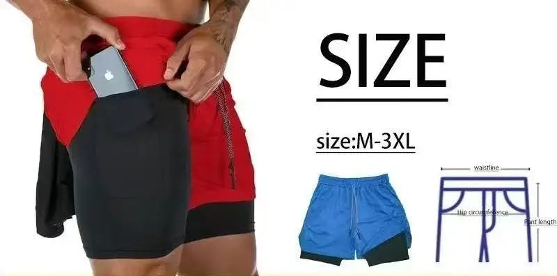 Men Sport Shorts Sportswear Double-deck Running Shorts 2 In 1 Beach Bottoms Summer Gym Fitness Training Jogging Short Pants Men