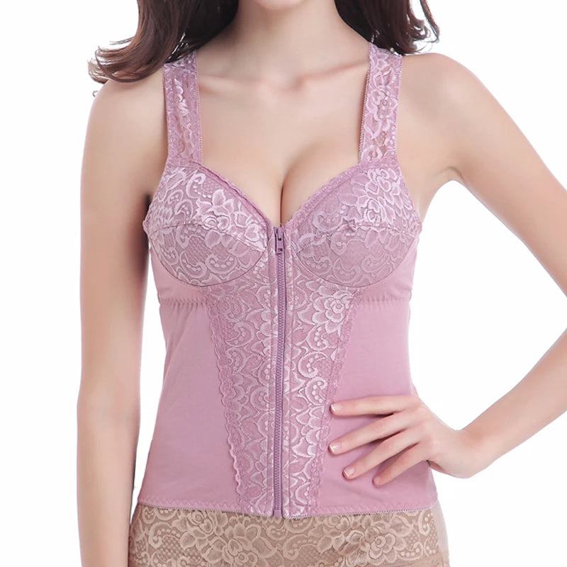 Women's Shapewear With Bra There Are Underwired free Body Shaper Slimming Clothes Front zipper top ﻿