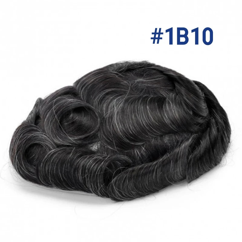 Men Wig Natural Human Hair Toupee Mono Male Wig  Durable Male Hair Prosthesis Toupee Men 6" Hair Replacement System For Men