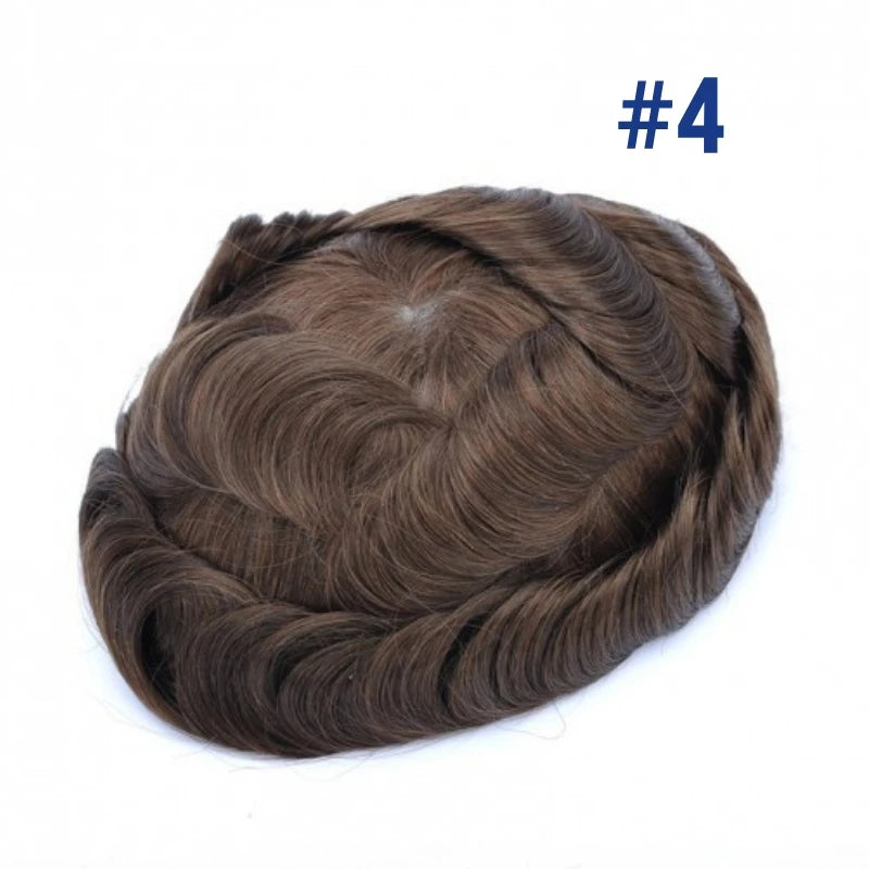 Men Wig Natural Human Hair Toupee Mono Male Wig  Durable Male Hair Prosthesis Toupee Men 6" Hair Replacement System For Men