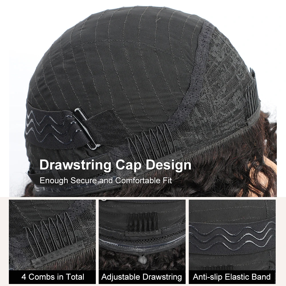 Half Wig Human Hair 200 Density Kinky Curly Half Wig 3 In 1 Seamless Flip Over Glueless Wigs Human Hair Curly Wig Headband Wig