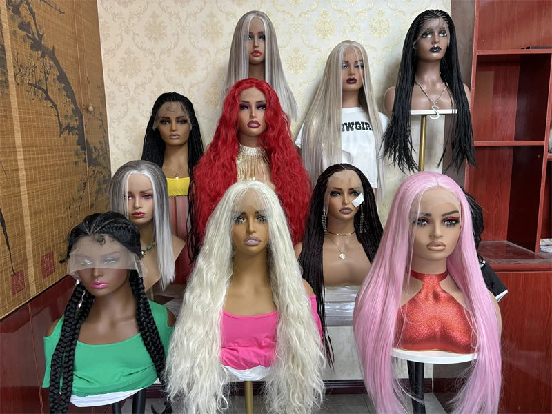 Natural Wave Lace Front Wig Golden Blonde Highlights Synthetic mixed Human Hair Wig Cheap Wigs on clearance Glueless WEar and Go