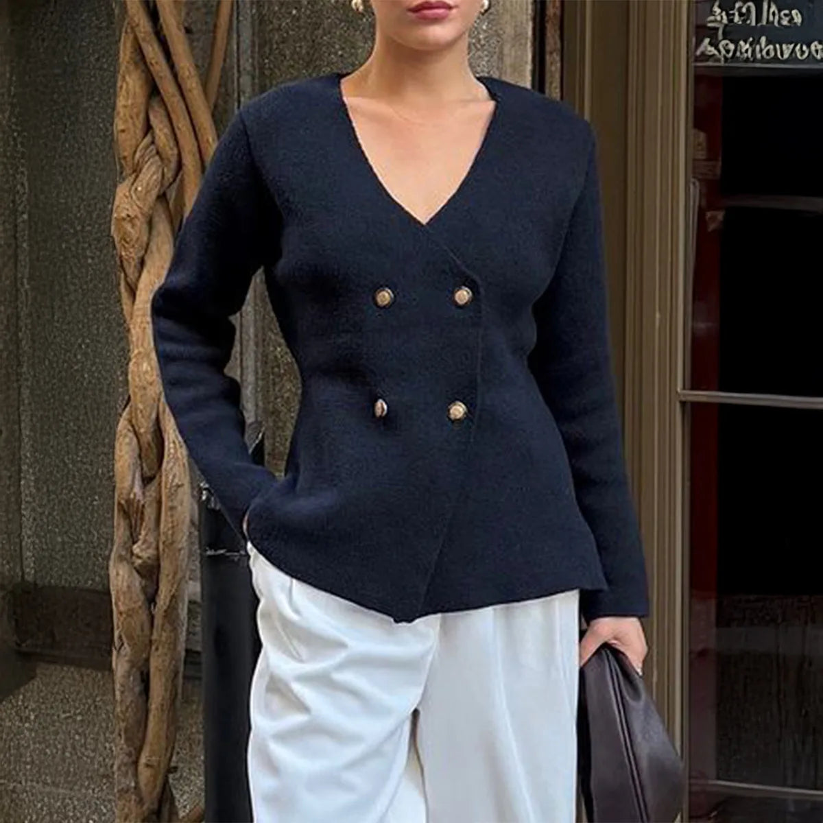 European and American Fashion Simple Wool Long-sleeved Vest Sweater Women's Clothing 2025 Autumn and Winter