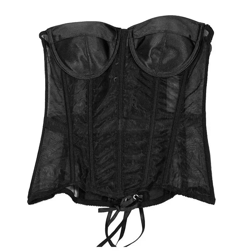 Sexy Thin Body Shaper Underwear Corset Waist Trainer Lingerie Lace Corsets Perspective Mesh Shapewear Women Fashion Clothes Faja