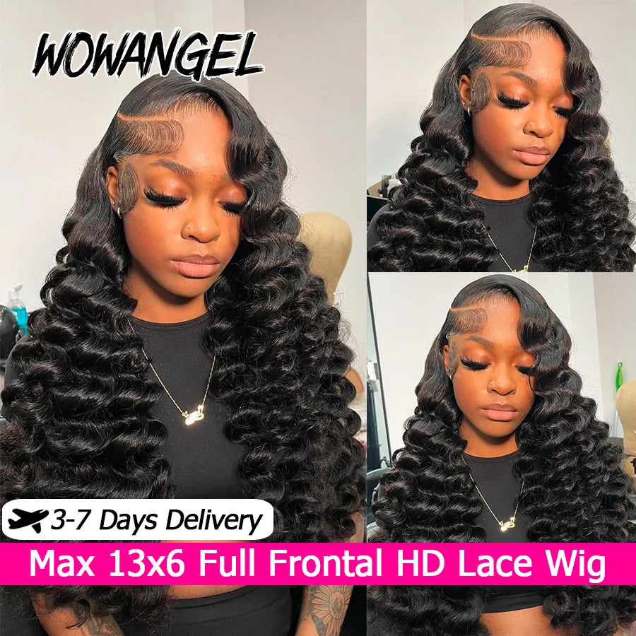 34Inch Human Hair Wigs 13x6 HD Lace Frontal Wig Brazilian Hair Loose Wave Curly Human Hair Wig Full Lace Frontal Wig Preplucked