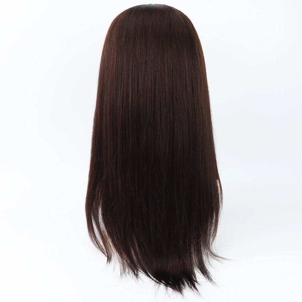 Layer Human Hair Wig for Women 6x6" Silk Base Wig with PU Around Medium Brown Hair Wig with Elastic Net Soft Breathable