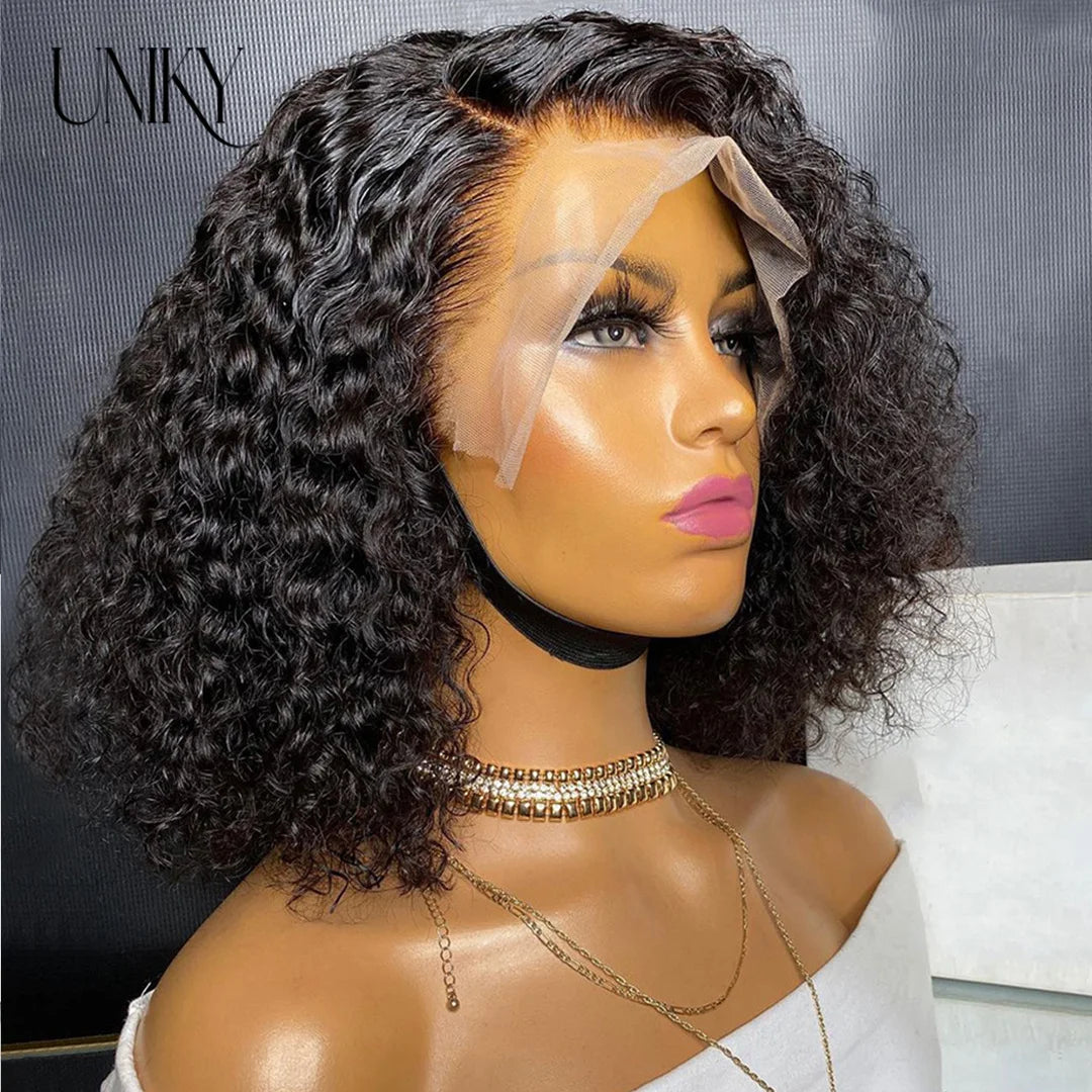 Kinky Curly Human Hair Bob Wig Water Lace Front original Human Hair Wigs For Women PrePlucked Brazilian 13x4 Lace Frontal Wig