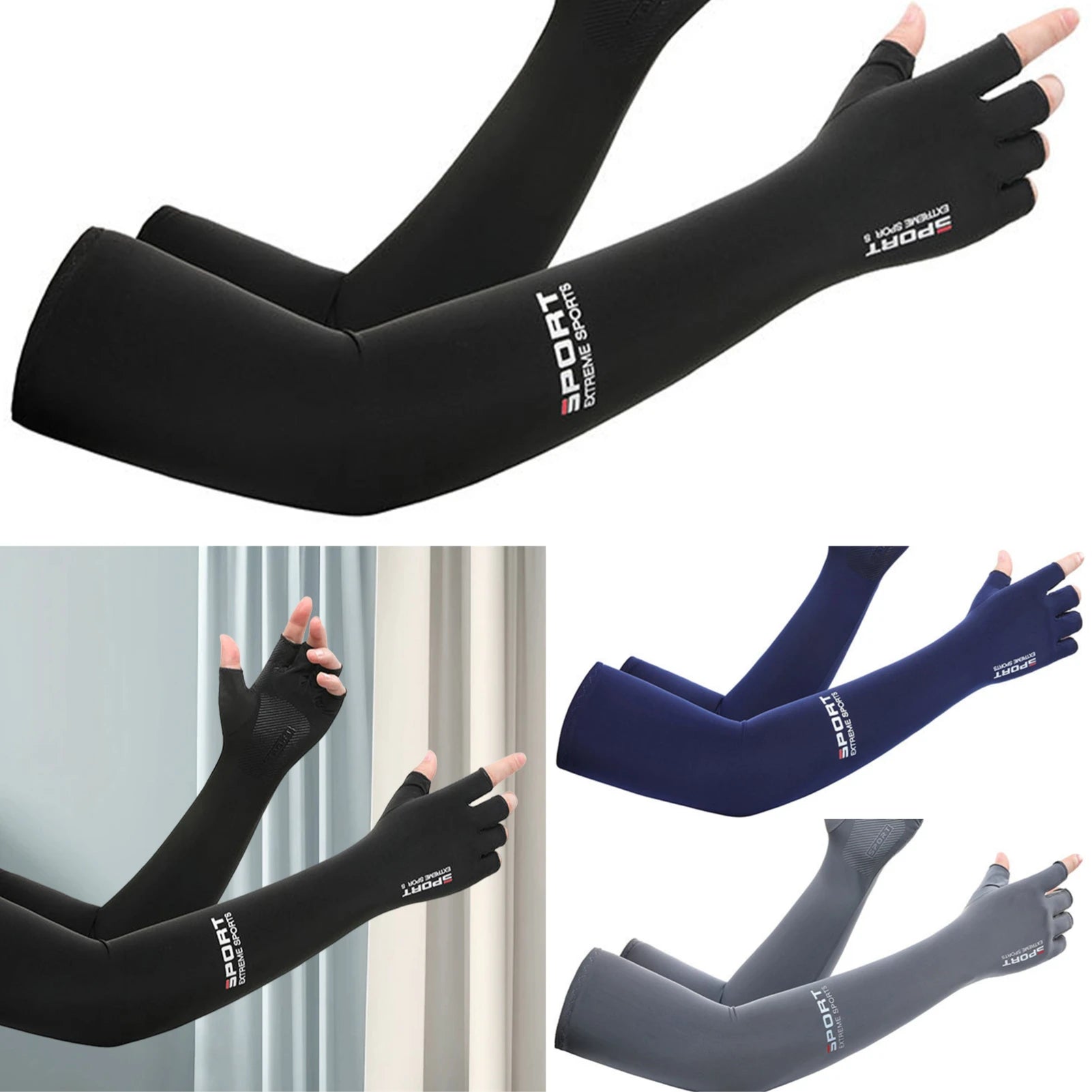 Sport Arm Sleeves UV Sun Protections Arm Sleeves Ice Silk Breathable Moisture-Wicking Sleeves for Women Men Outdoor Sports