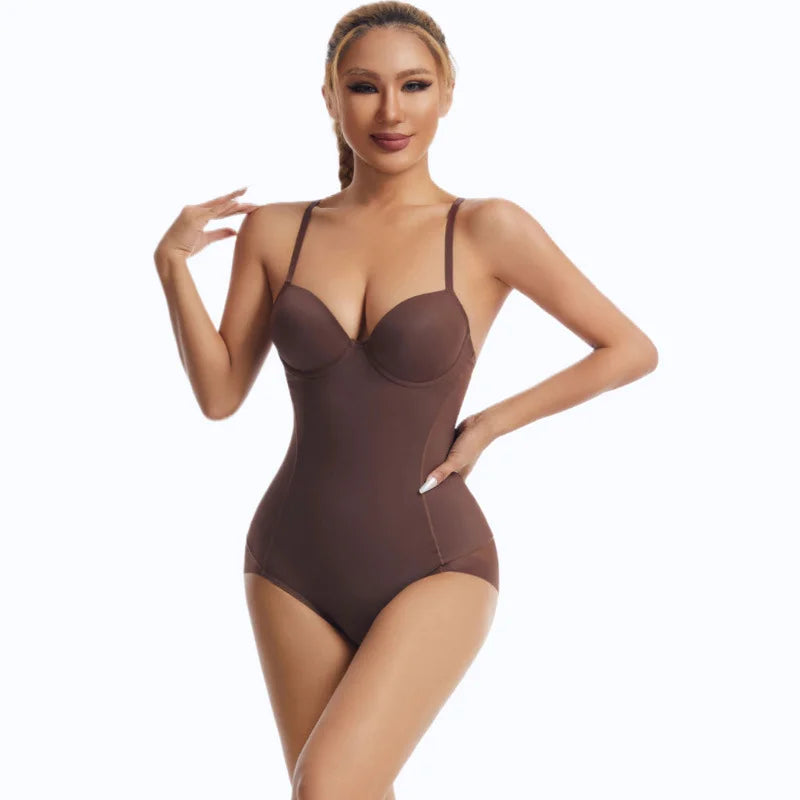 Underwire White Bodysuit Women Shapers Stretch Solid Color Silky Underwear Shapewear