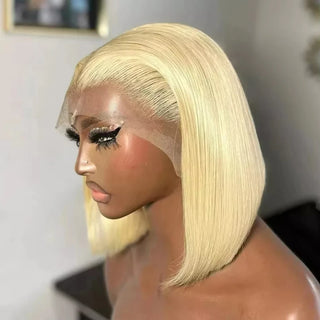 Glueless Blonde HD Lace Bob Brazilian Human Hair  Wig – 613 Straight Cut style 2