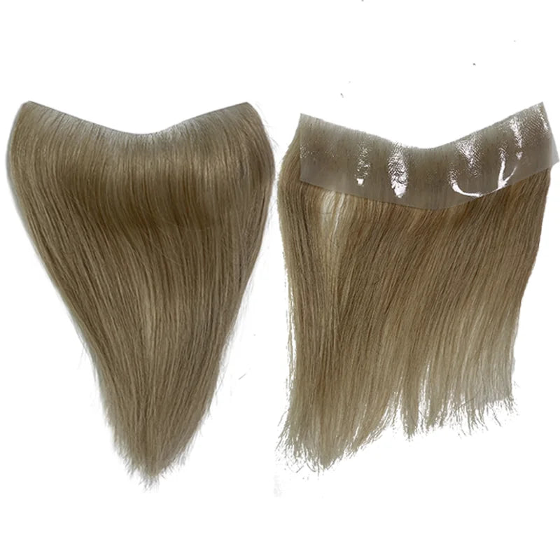 V Frontal Toupee for Men Wigs 2.5x16 Thin Skin PU V Loop Men Toupee Breathable V Style Front Wigs Blonde Color Forehead Hairline