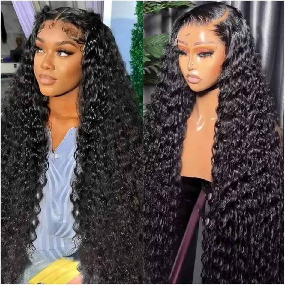 Deep Wave Human Hair Wigs 13X6 Hd Lace Frontal Wig Water Wave Lace Front Wigs Curly Brazilian Wigs 200 Density 40 Inch For Women