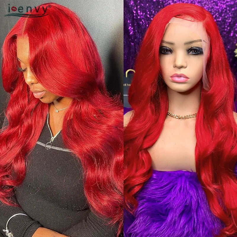 Burgundy Human Hair Wigs Pre Plucked Body Wave 13X4 Hd Lace Frontal Wig For Women Cherry Red Colored Curly Wig On Sale 30 34Inch