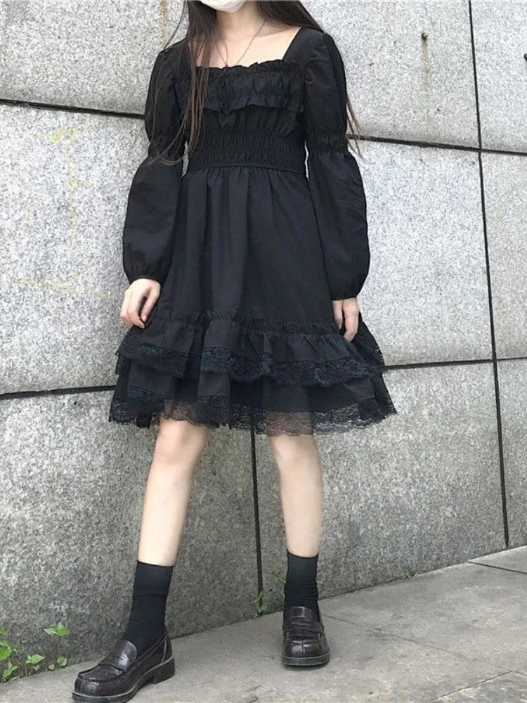 Black Dresses Women Fashion All-match Designed Harajuku Streetwear Aesthetic Clothing Hepburn Vestidos De Mujer Daily Ins Chic