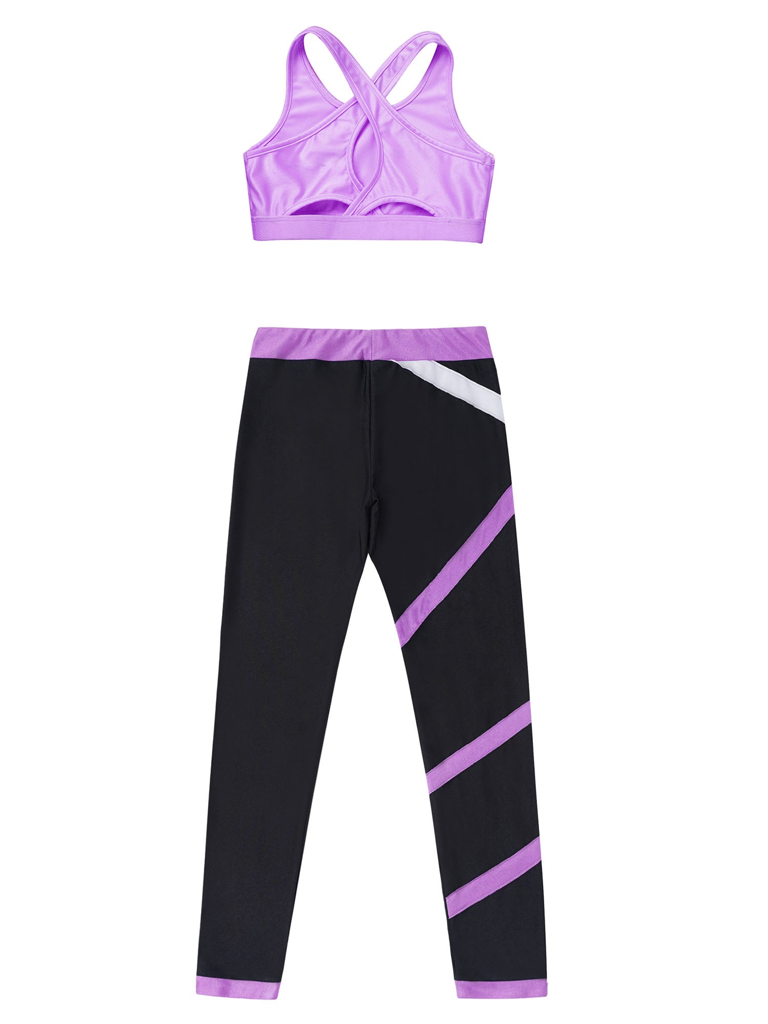Sport Sets for Kids Girls Yoga Tracksuits Sleeveless U Neck Crop Top with Leggings Pants Set for Fitness Gym Workout Sportswear