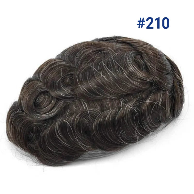 Men Wig Natural Human Hair Toupee Mono Male Wig  Durable Male Hair Prosthesis Toupee Men 6" Hair Replacement System For Men